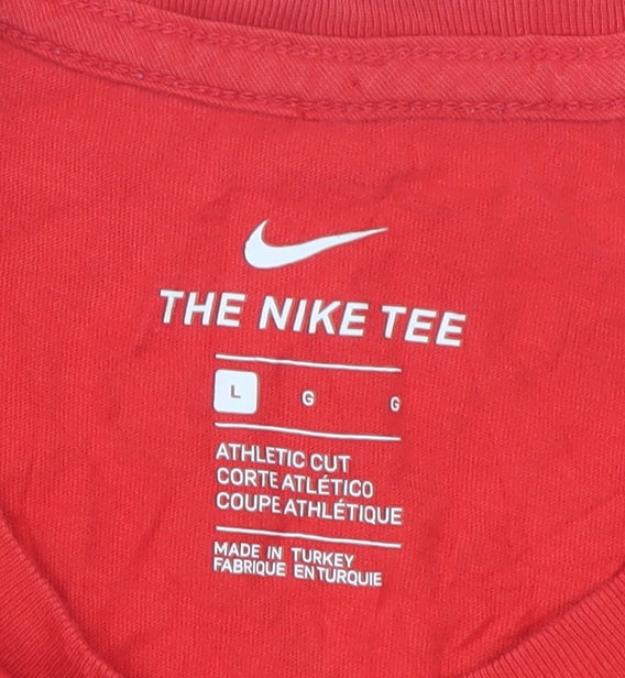 Nike Men's Red Athletic Fit Just Do It Graphic T-Shirt Size L - Image 4