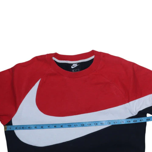 Nike Men's Red Colourblock Logo Sweatshirt Size M Crew Neck Pullover - Image 3
