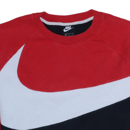 Nike Men's Red Colourblock Logo Sweatshirt Size M Crew Neck Pullover - Image 8