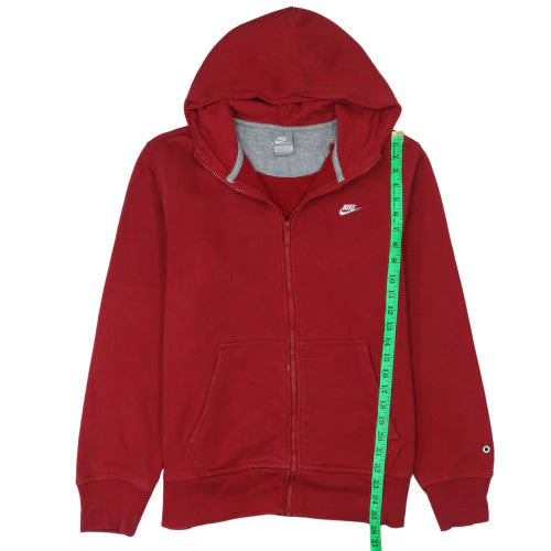Nike Men's Red Full Zip Hoodie Size L Sports Fleece Sweatshirt - Image 2