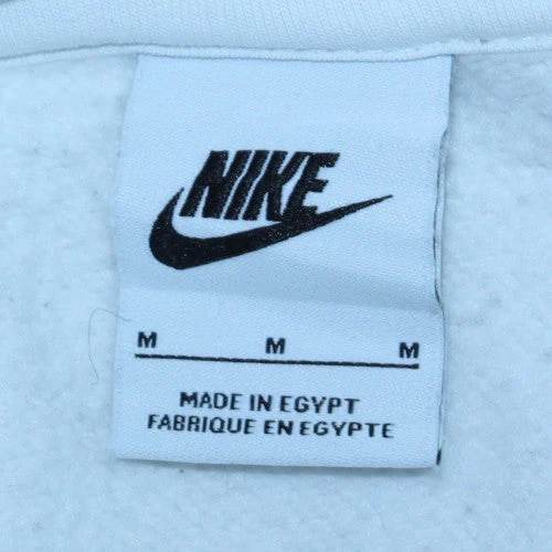 Nike Men's White Hoodie M Pullover Fleece Just Do It Logo Sweatshirt - Image 6