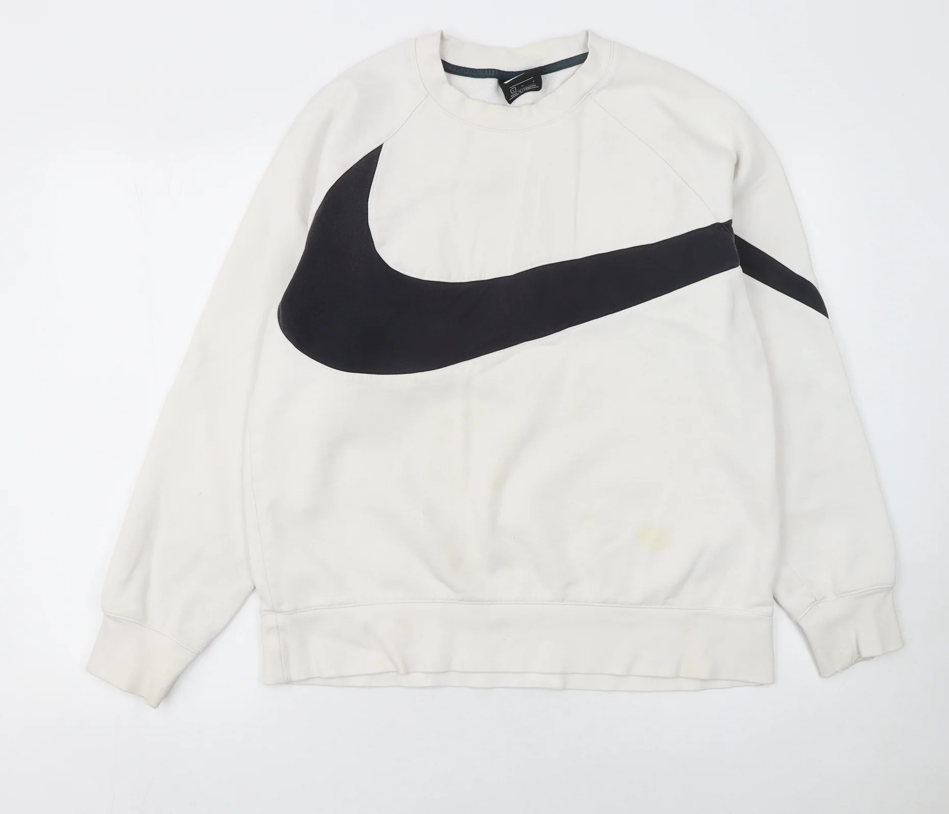 Nike Men's White Large Crew Neck Pullover Logo Sweatshirt