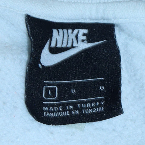 Nike Men's White Pullover Crew Neck Sweatshirt L Sports Logo Fleece - Image 5