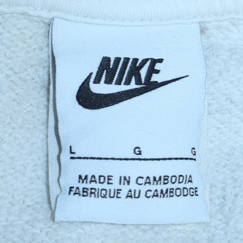 Nike Men's White Pullover Hoodie L Fleece Logo Sportswear - Image 6