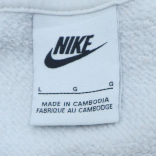 Nike Men's White Pullover Hoodie L Logo Fleece Sweatshirt - Image 5