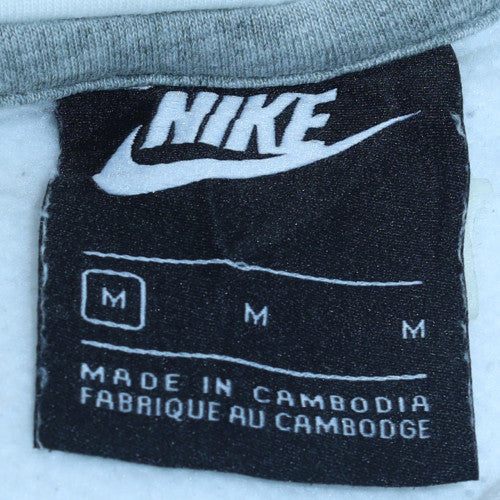 Nike Men's White Pullover Hoodie M Logo Fleece Sweatshirt - Image 5