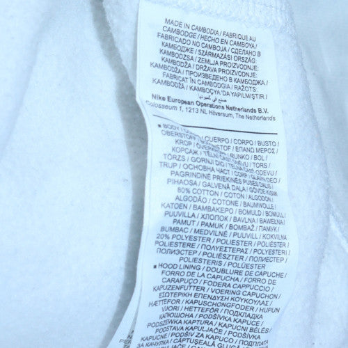 Nike Men's White Pullover Hoodie M Logo Fleece Sweatshirt - Image 6