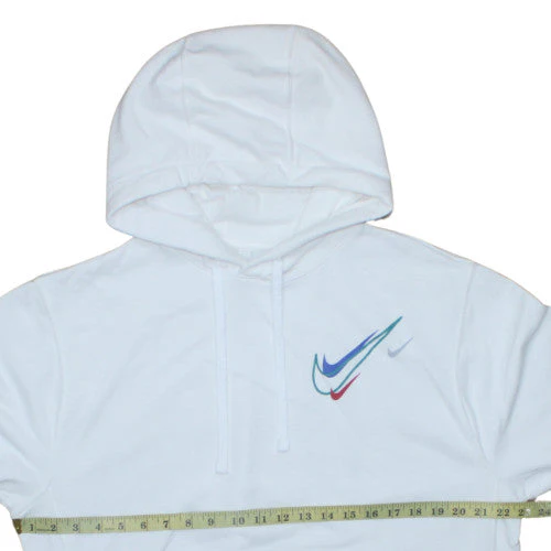 Nike Men's White Pullover Hoodie M Logo Sports Fleece - Image 2