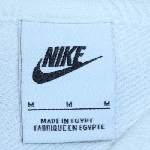 Nike Men's White Pullover Hoodie M Logo Sports Fleece - Image 5