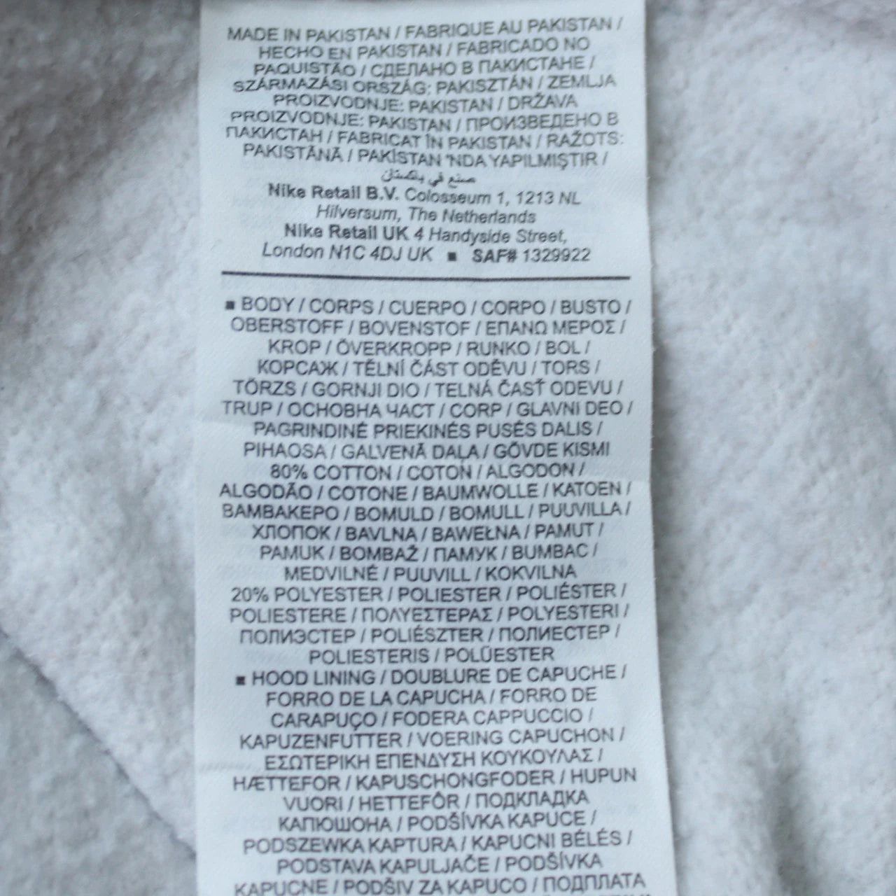Nike Men's White Pullover Hoodie Size L Fleece Sweatshirt - Image 6