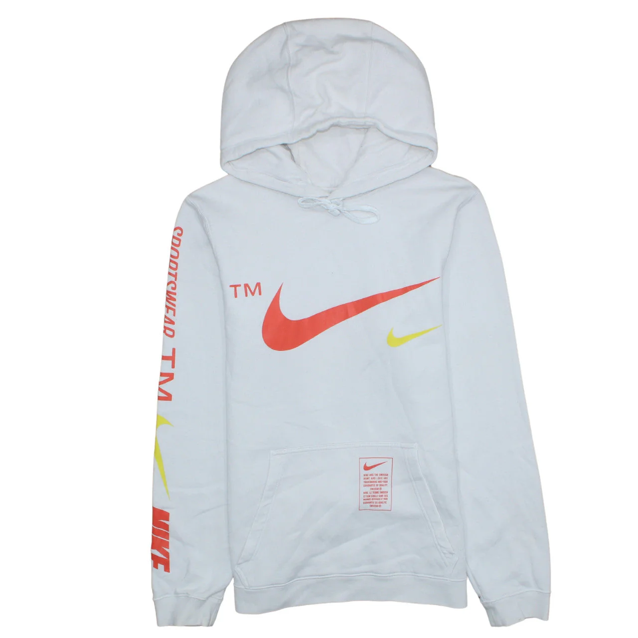 Nike Men's White Pullover Hoodie Small Sportswear Logo Fleece