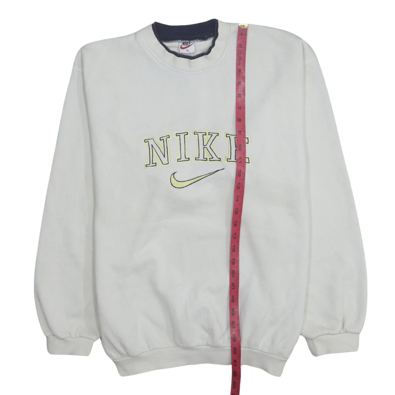 Nike Mens White XL Crew Neck Embroidered Logo Sweatshirt - Image 3
