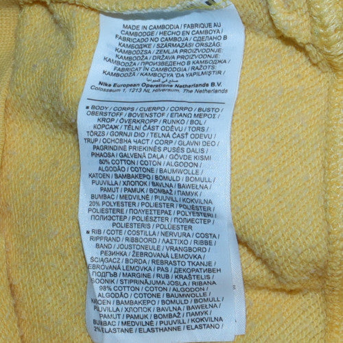Nike Men's Yellow & White Pullover Hoodie Small Graphic Logo Cotton Blend - Image 5