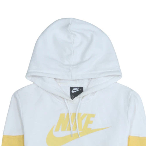 Nike Men's Yellow & White Pullover Hoodie Small Graphic Logo Cotton Blend - Image 7
