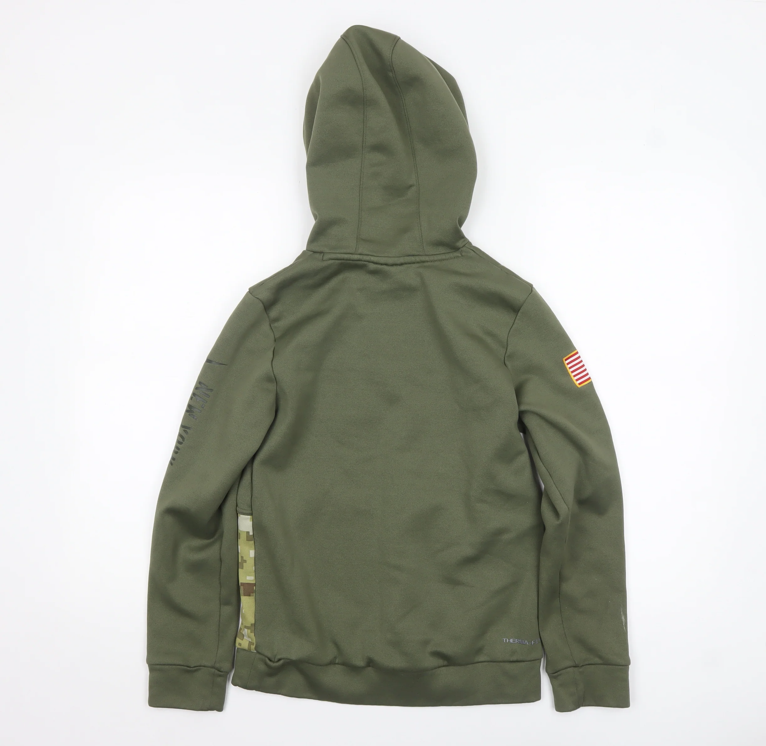 Nike NFL Boys Green Hoodie 10-12 Years Therma-Fit Pullover Camouflage Trim - Image 3