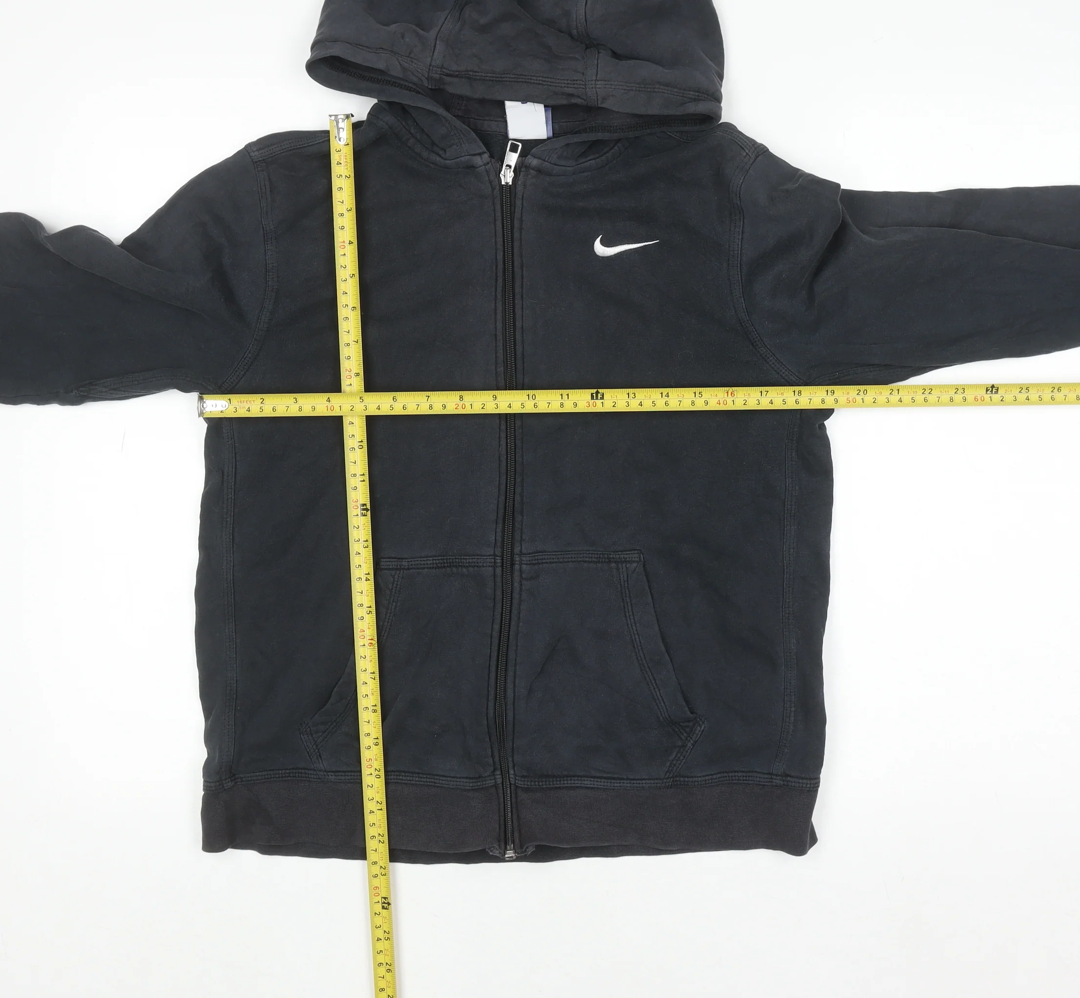 Nike Teens Black Full Zip Hoodie XL 13–15yrs Cotton Blend Fleece - Image 2