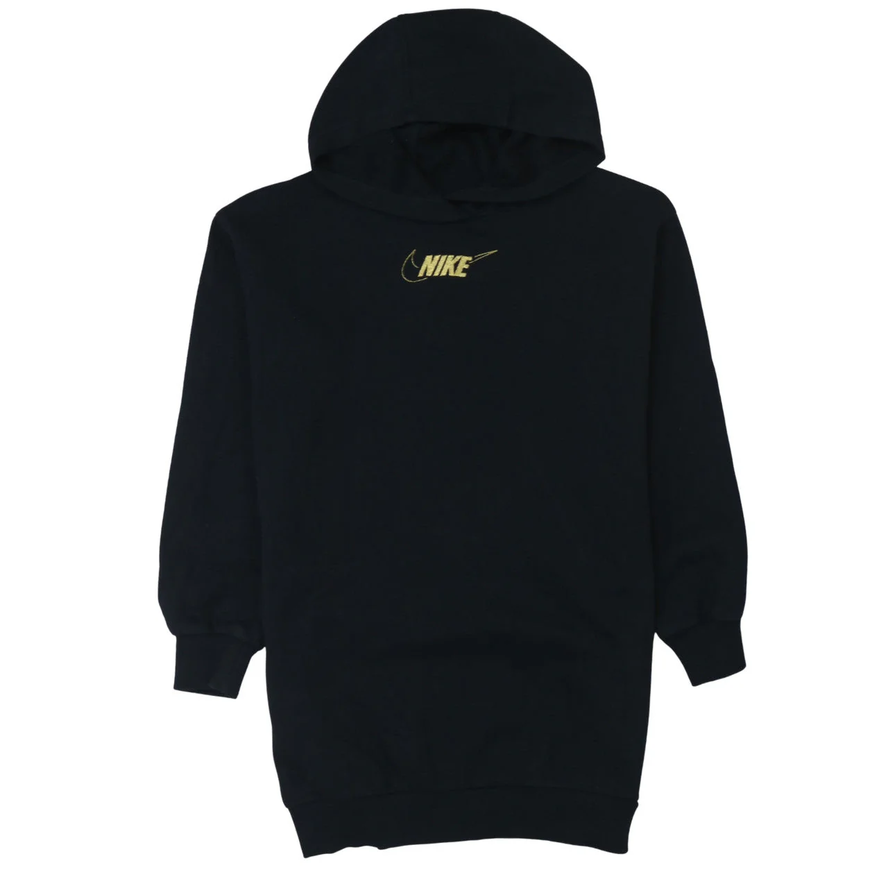Nike Teens Black Pullover Hoodie M Gold Logo Fleece Sweatshirt