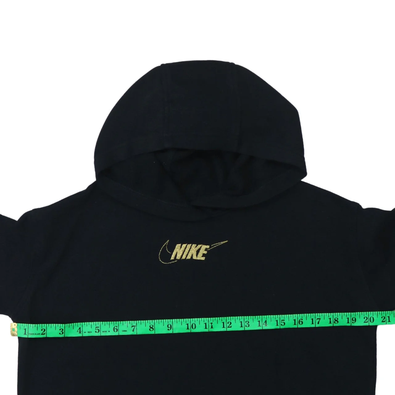Nike Teens Black Pullover Hoodie M Gold Logo Fleece Sweatshirt - Image 3