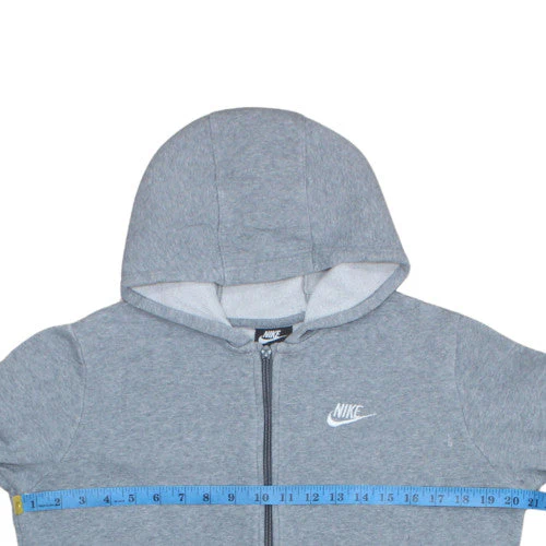 Nike Teens Grey Full Zip Hoodie XL Classic Fleece Sweatshirt - Image 2