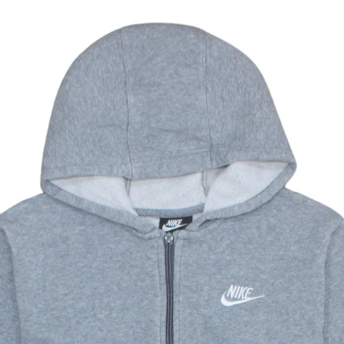 Nike Teens Grey Full Zip Hoodie XL Classic Fleece Sweatshirt - Image 8