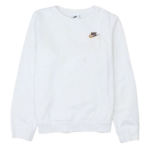Nike Teens White Pullover Sweatshirt XL Crew Neck Fleece Sports Logo