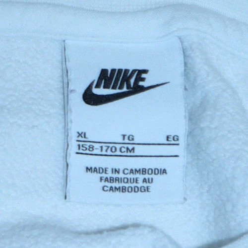 Nike Teens White Pullover Sweatshirt XL Crew Neck Fleece Sports Logo - Image 6