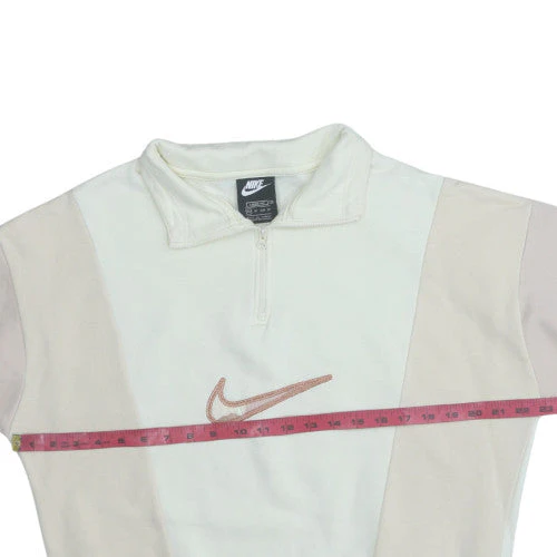 Nike Women Beige 1/4 Zip Pullover Sweatshirt XS Loose Fit - Image 2