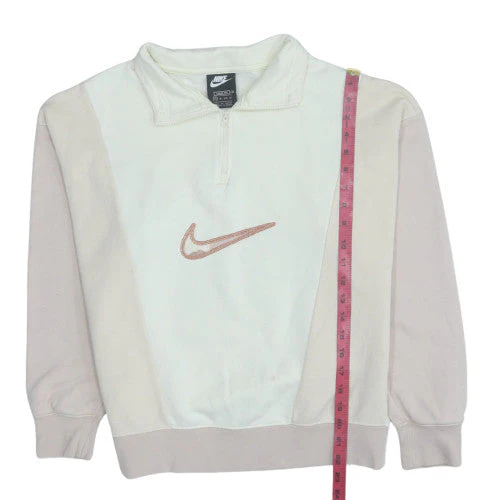Nike Women Beige 1/4 Zip Pullover Sweatshirt XS Loose Fit - Image 3