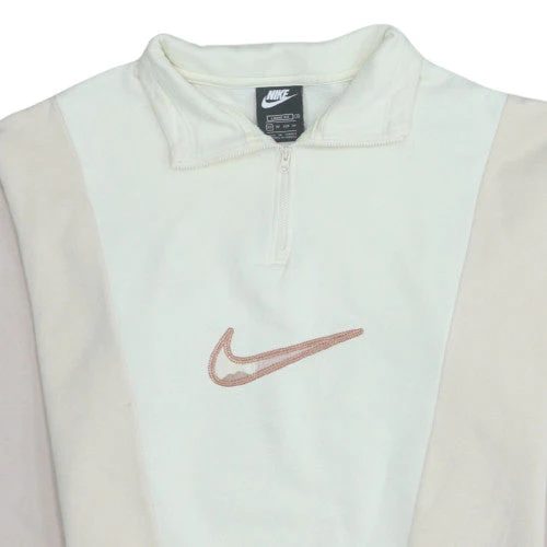 Nike Women Beige 1/4 Zip Pullover Sweatshirt XS Loose Fit - Image 7