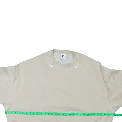 Nike Women Beige Cotton Blend Crew Neck Pullover Sweatshirt M - Image 2