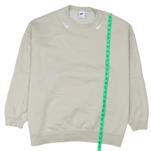 Nike Women Beige Cotton Blend Crew Neck Pullover Sweatshirt M - Image 3
