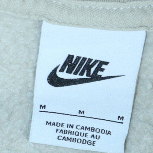 Nike Women Beige Cotton Blend Crew Neck Pullover Sweatshirt M - Image 5