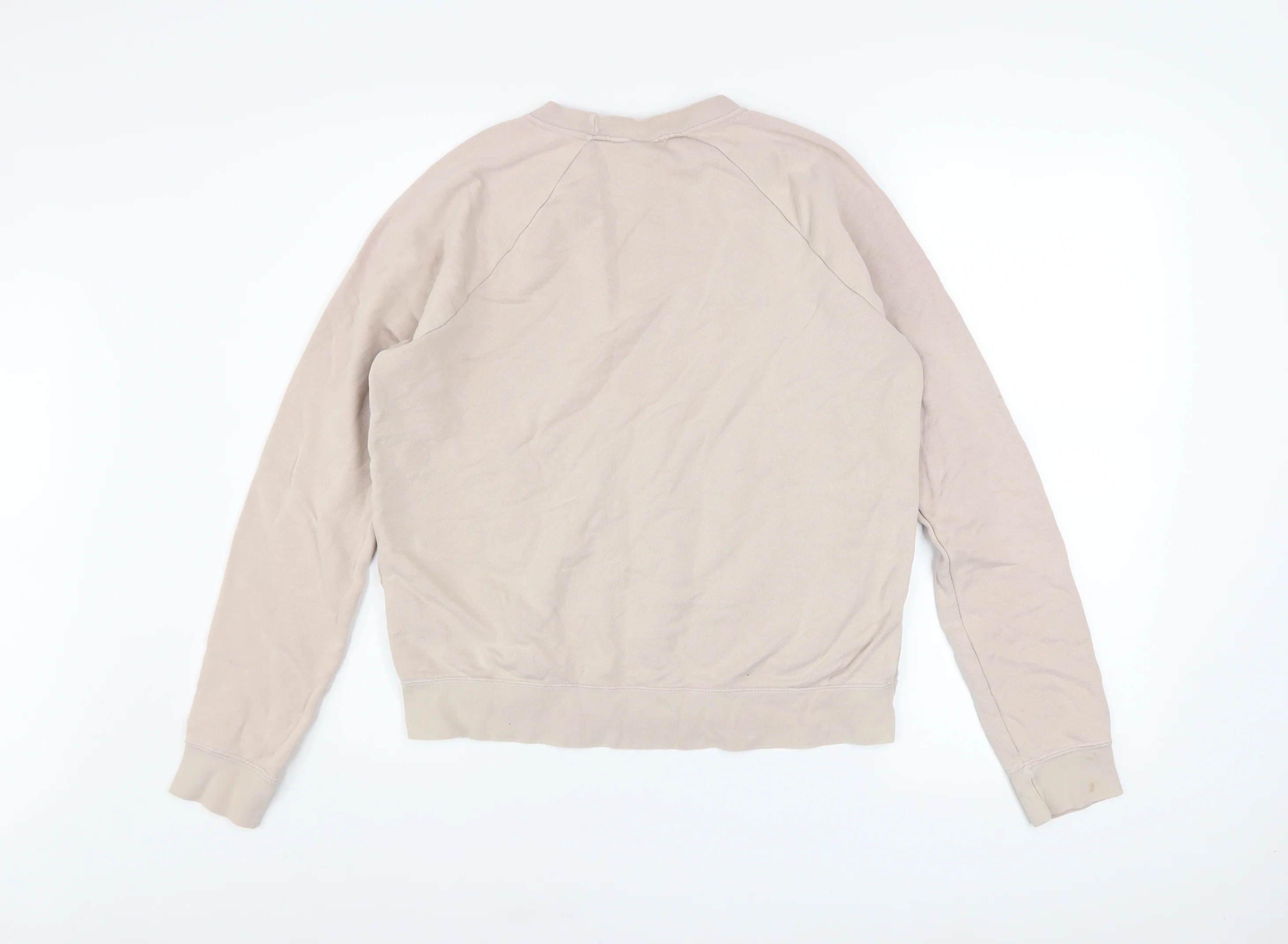 Nike Women Beige Cotton Sweatshirt Small Pullover Crew Neck Logo Design - Image 3