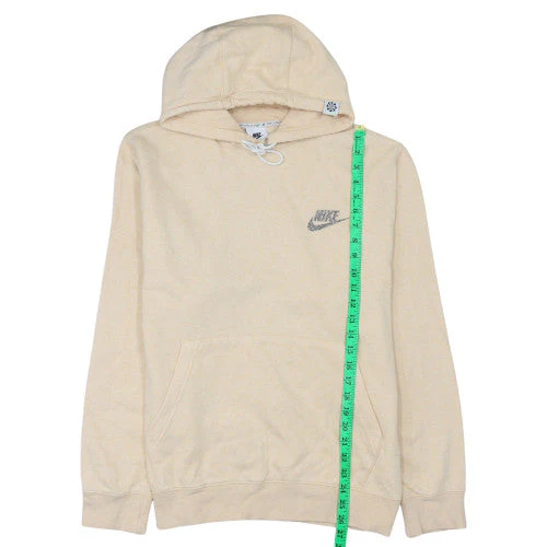 Nike Women Beige Pullover Hoodie L Cotton Blend Logo Hooded Sweatshirt - Image 3