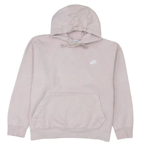 Nike Women Beige Pullover Hoodie L Fleece Lined Casual Sportswear