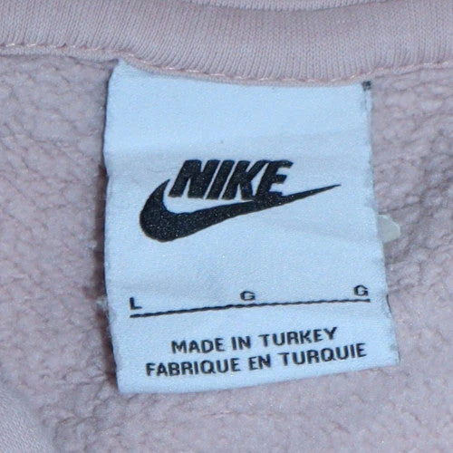 Nike Women Beige Pullover Hoodie L Fleece Lined Casual Sportswear - Image 5