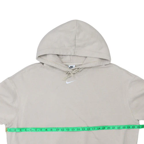 Nike Women Beige Pullover Hoodie M Hooded Logo Sweatshirt - Image 2