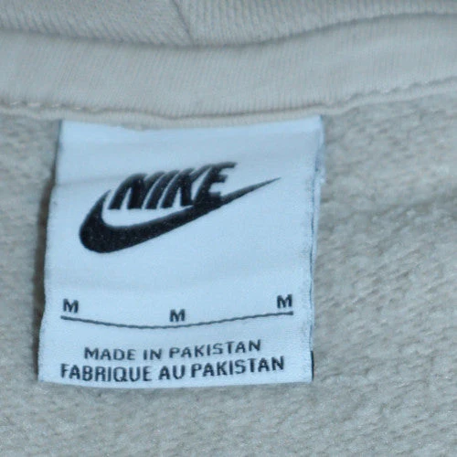 Nike Women Beige Pullover Hoodie M Hooded Logo Sweatshirt - Image 5