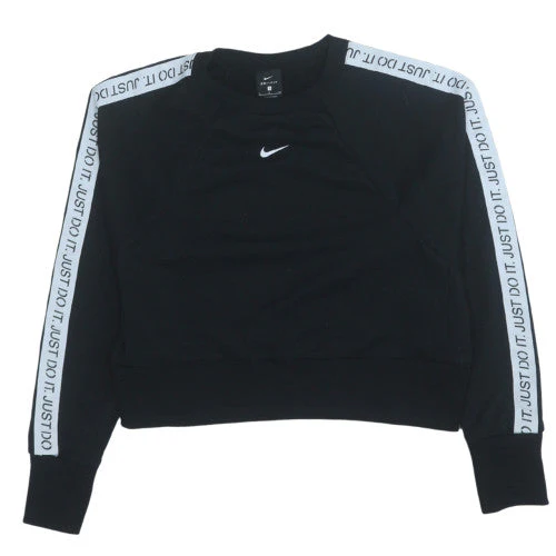 Nike Women Black Dri-Fit Crew Neck Logo Sweatshirt Size S
