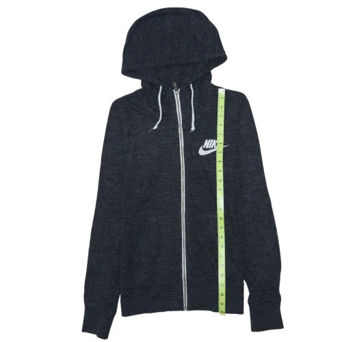 Nike Women Black Full Zip Hoodie M Cotton Blend Casual Sportswear - Image 2