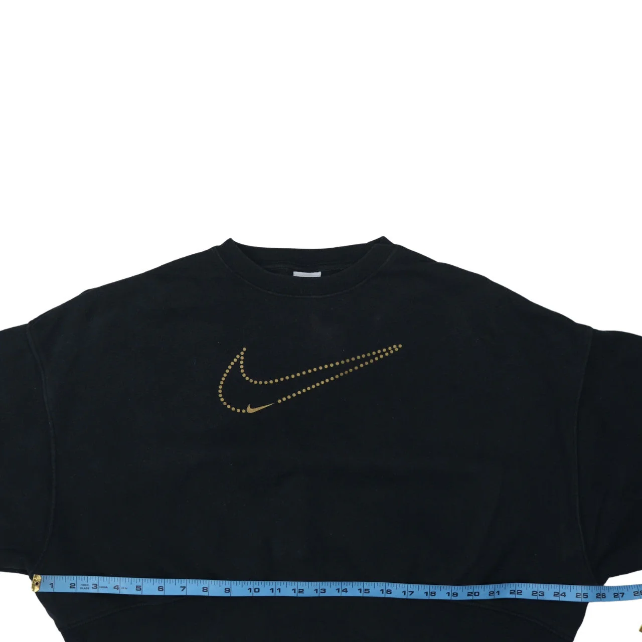 Nike Women Black Small Cropped Pullover Sweatshirt Gold Logo - Image 3