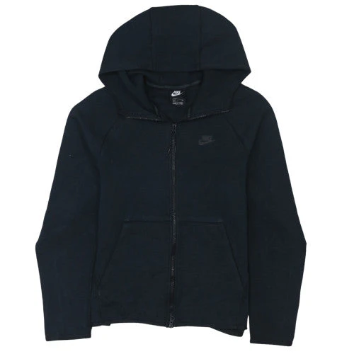 Nike Women Black Small Full Zip Hoodie Cotton Blend Activewear