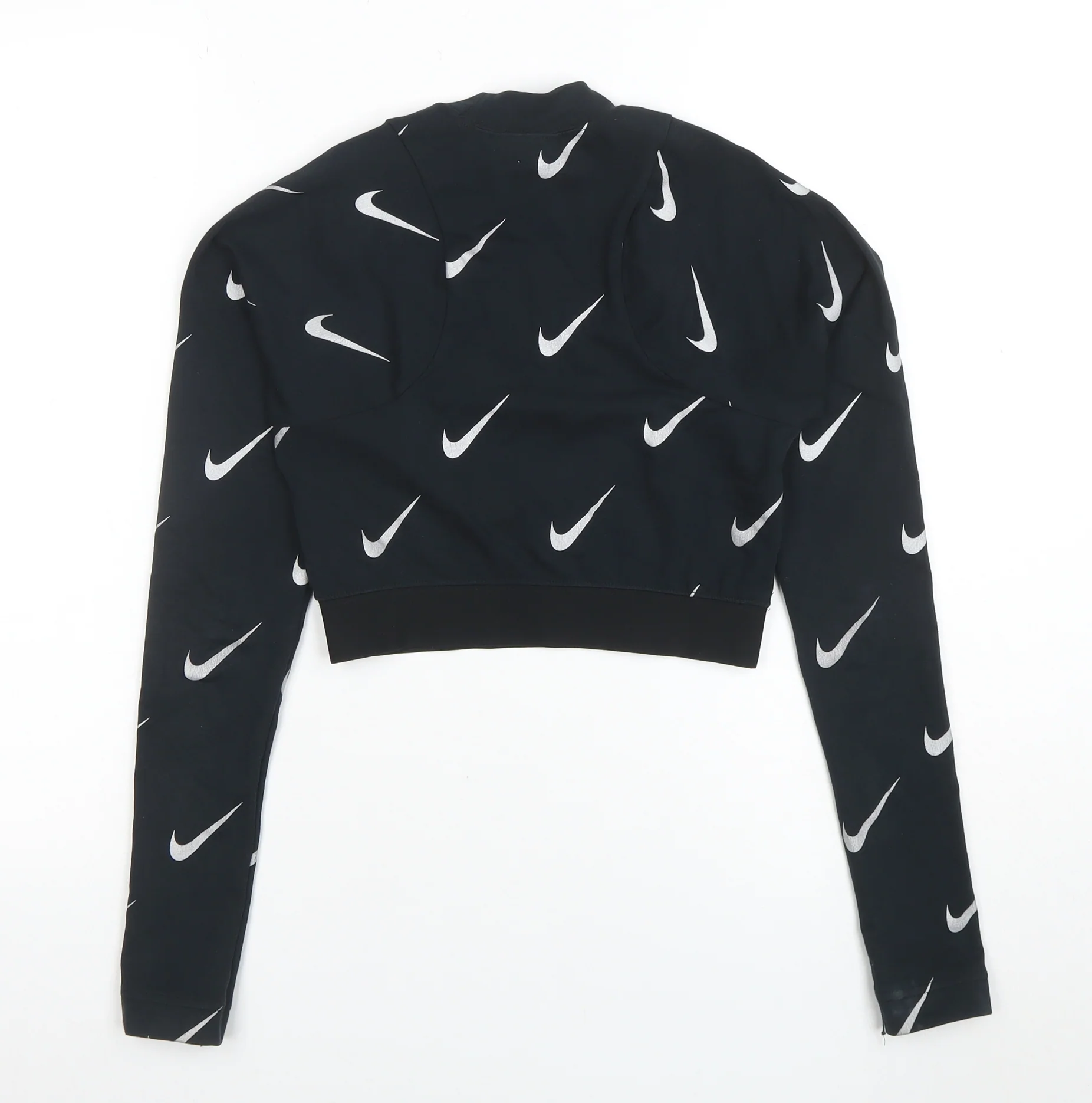 Nike Women Black XS Cropped Long Sleeve Crew Neck T-Shirt - Image 3