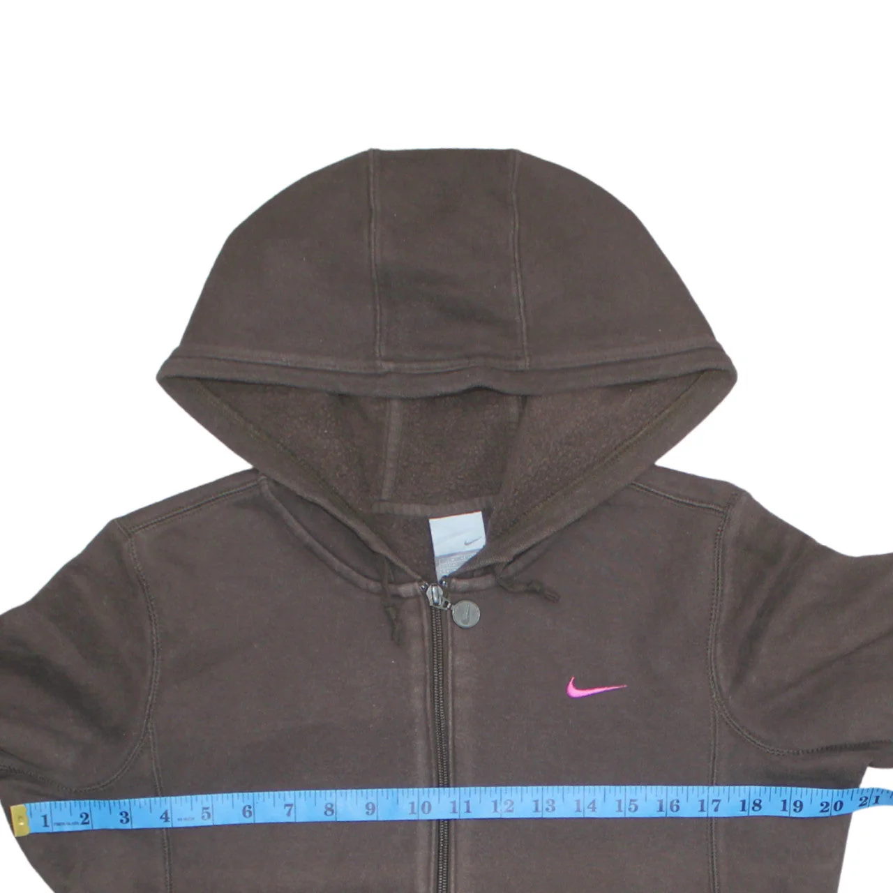 Nike Women Brown Full Zip Hoodie M Fleece Lined Casual Sweatshirt - Image 2
