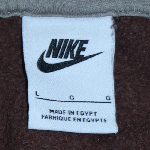 Nike Women Brown & Grey Pullover Hoodie L Logo Cotton Blend Casual - Image 5