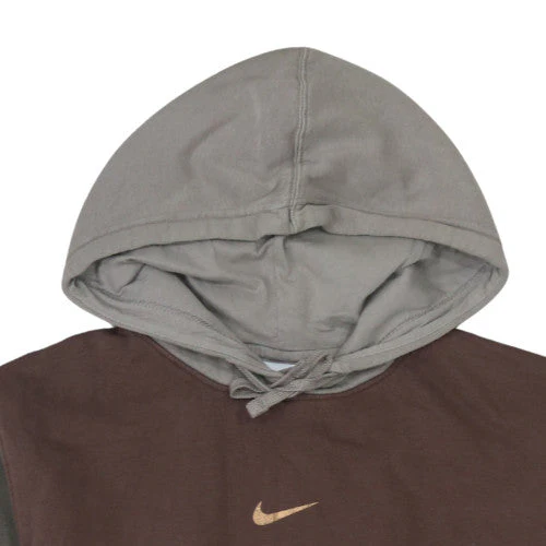 Nike Women Brown & Grey Pullover Hoodie L Logo Cotton Blend Casual - Image 7