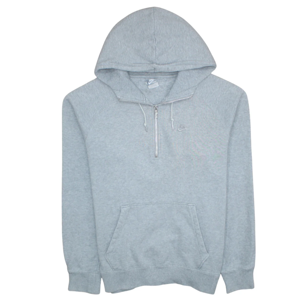 Nike Women Grey 1/2 Zip Hooded Pullover Sweatshirt L Cotton