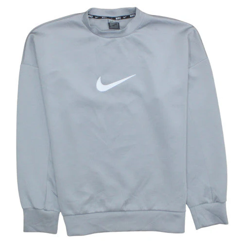 Nike Women Grey Crew Neck Pullover Sweatshirt M Relaxed Fit