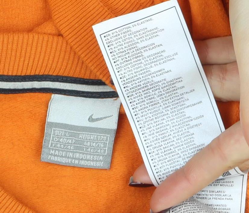Nike Women Orange Long Sleeve Crew Neck Pullover Sweatshirt Size M - Image 4