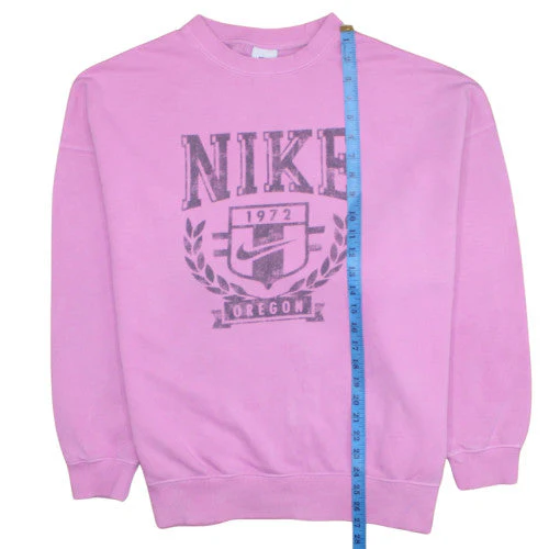Nike Women Pink Crew Neck Pullover Sweatshirt S Logo Print - Image 3